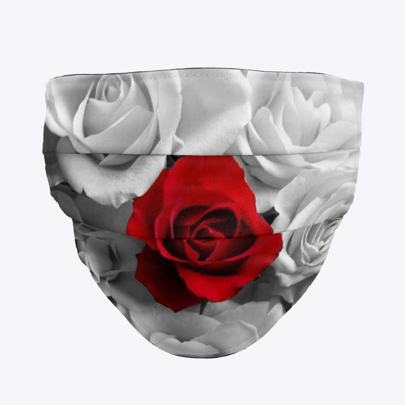 Red and White Roses Face Mask
