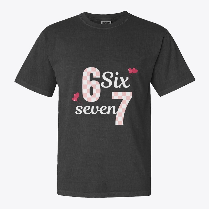 Cute Numbers 6 7 Plaid Hearts Design