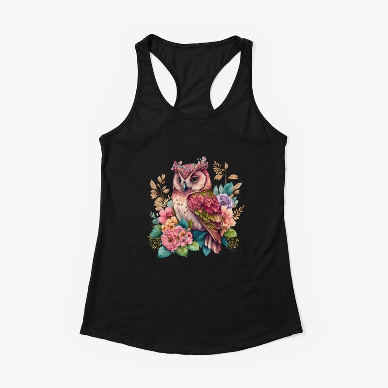 Colorful Floral Owl T-Shirt