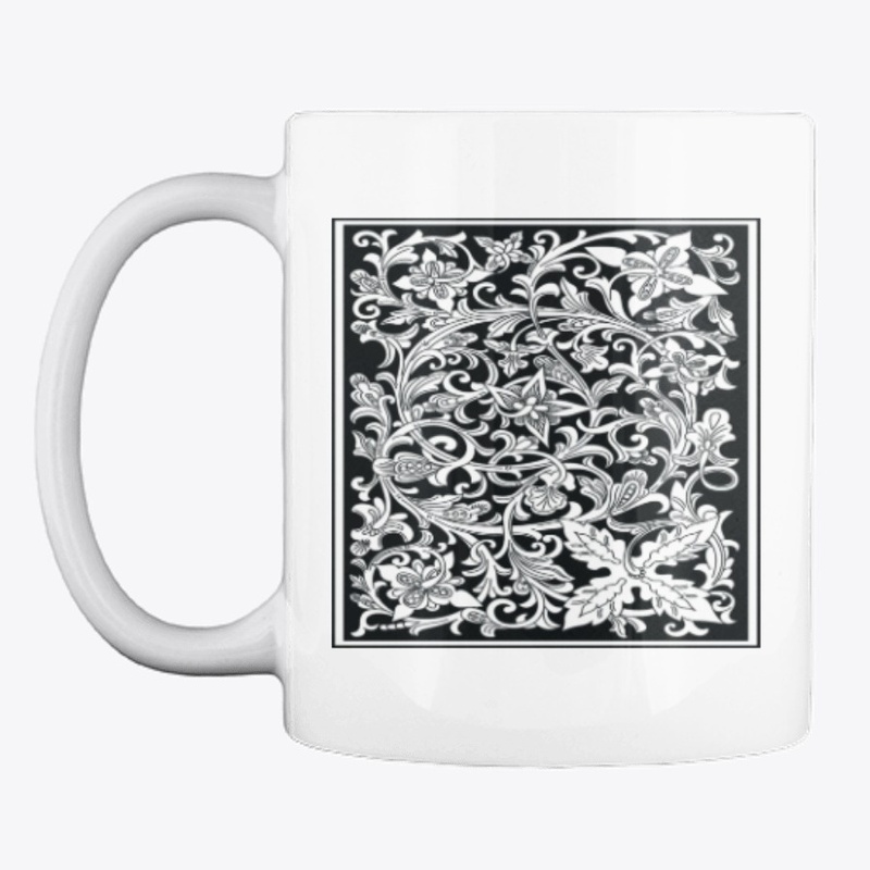 Black and white floral  pencil drawing