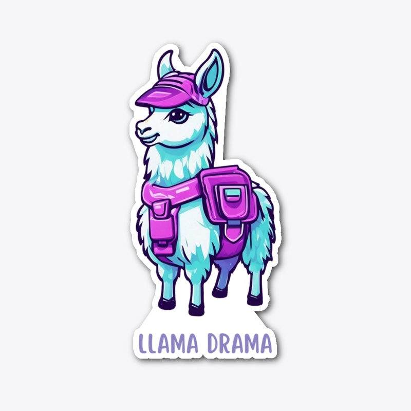 Cute Llama with Purple Hat & Backpack