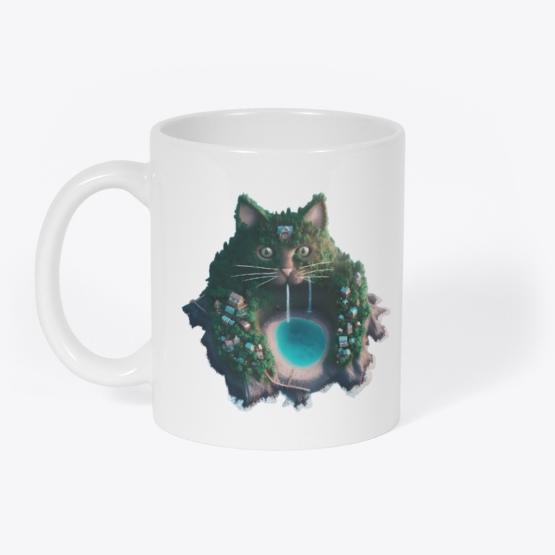 Fantasy Cat Island with Waterfalls.