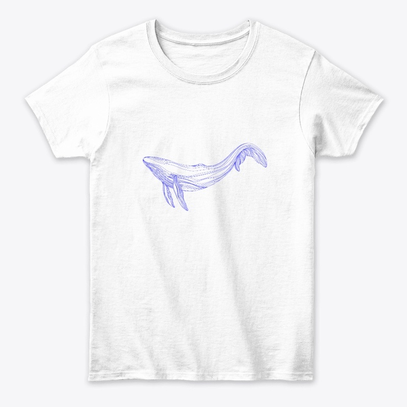 Neon Blue Contour Line Art Whale