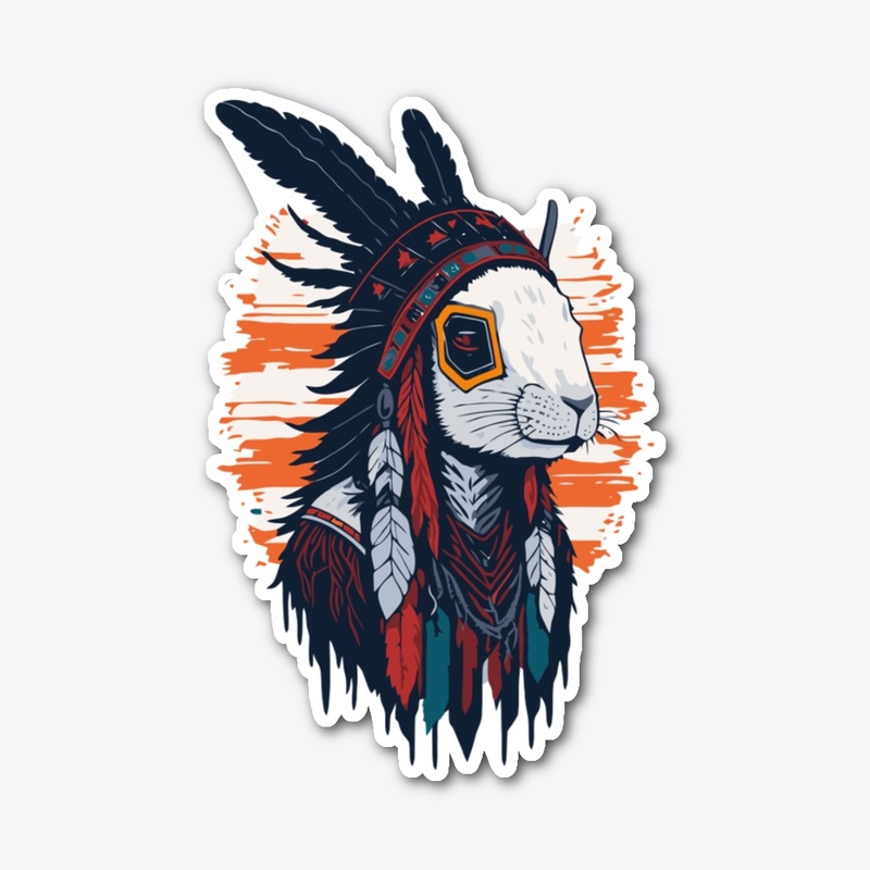 Rabbit with headdress american  tshirt