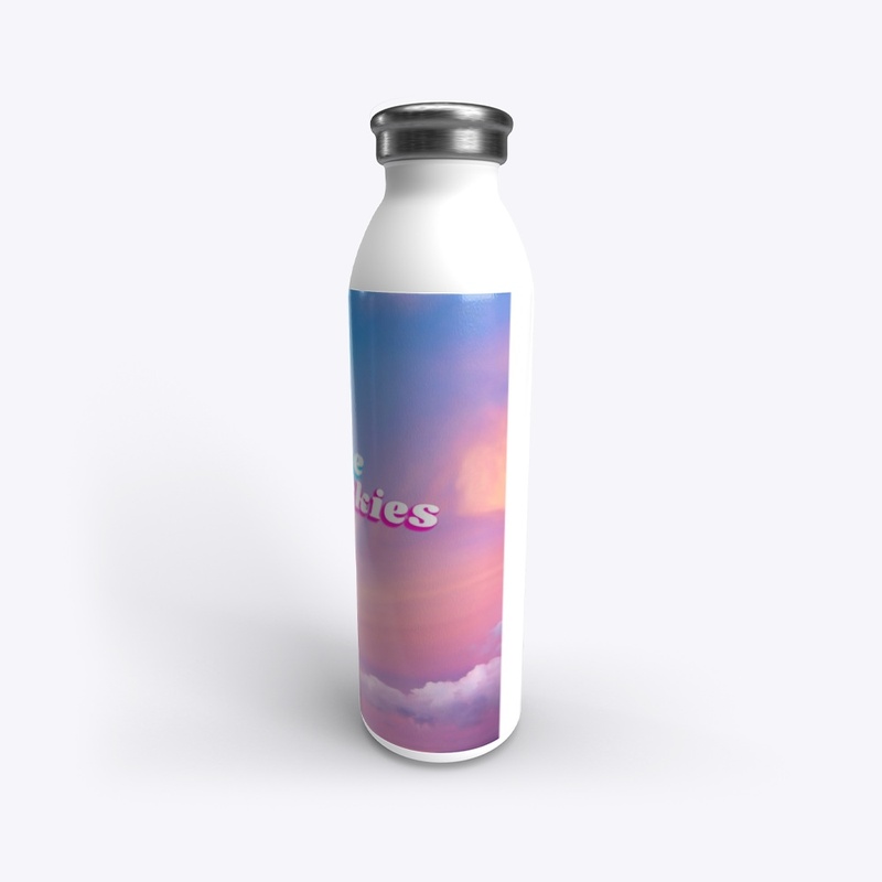 pink and blue skies water bottle