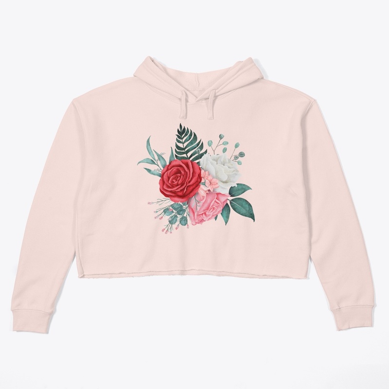 Rose Flower Bouquet Women's Crop Hoodie