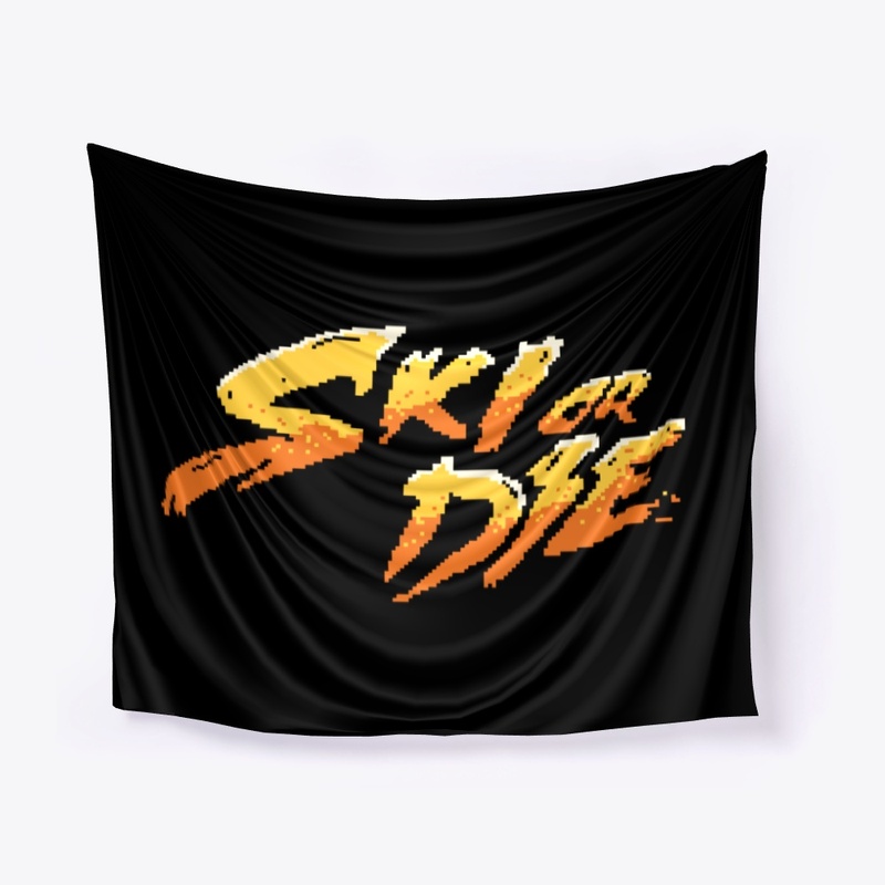 Sun Fire Ski or die Pixel art Logo