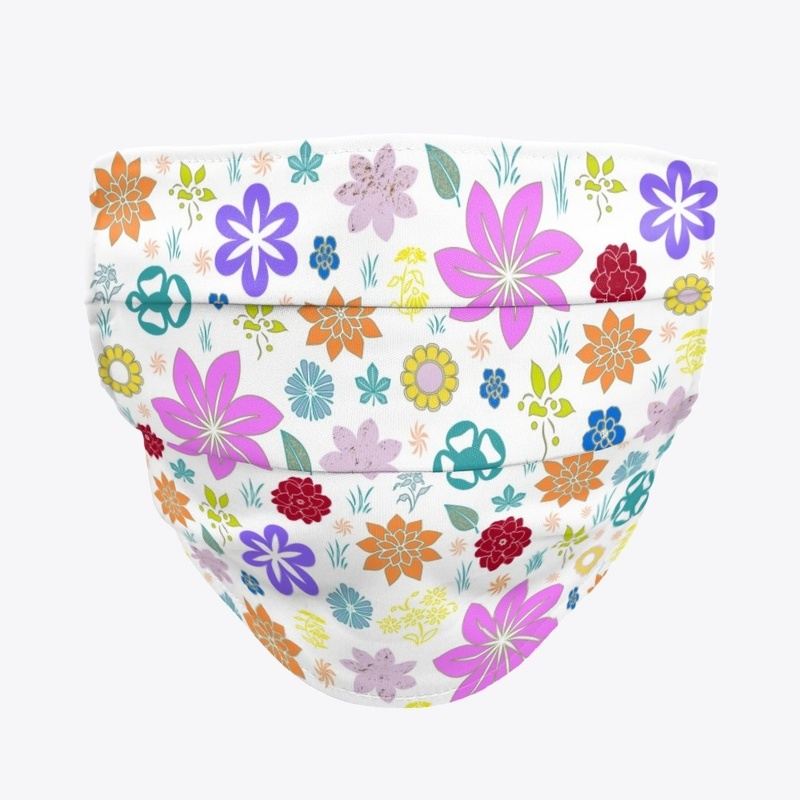Blooming Colorful Flowers Face Mask