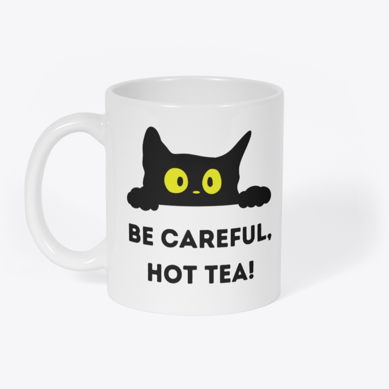 Peekaboo Cat Hot Tea Warning Mug