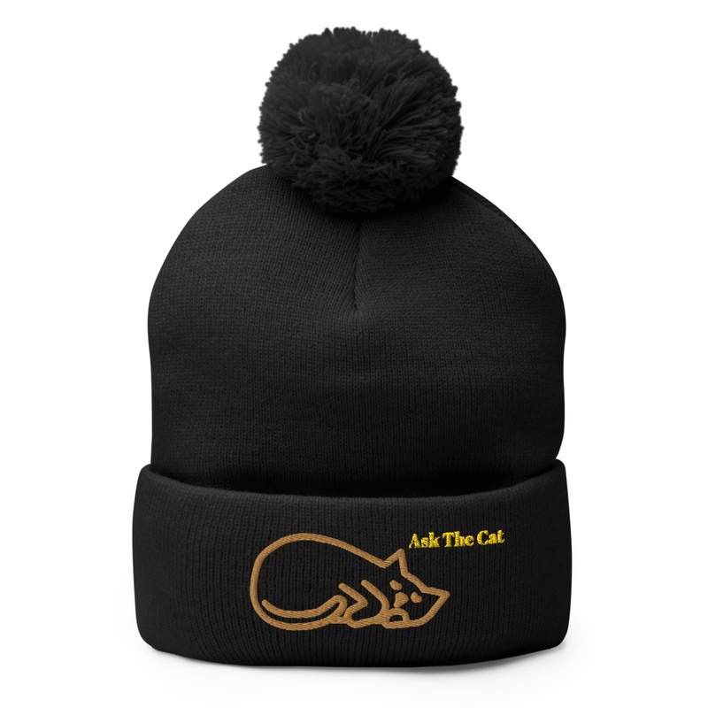 Ask the Cat Pom Pom knit Cap