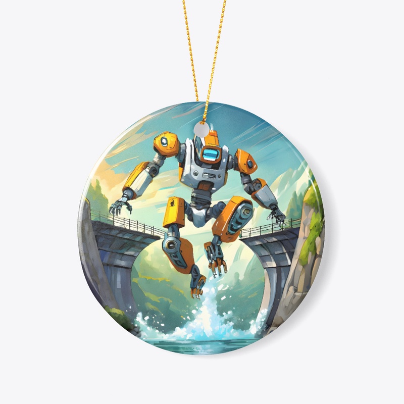 Robot leaping through a dam
