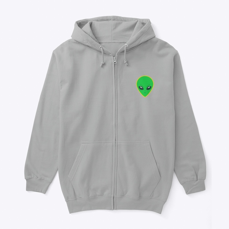 Alien Face/Pixel Alien Zip Hoodie