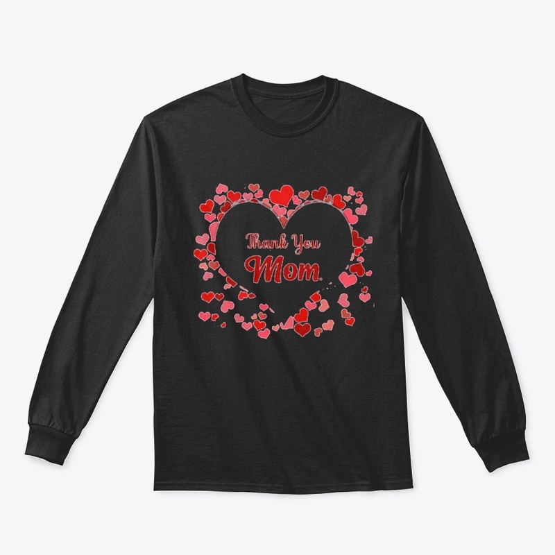 Thank You Mom with red hearts design