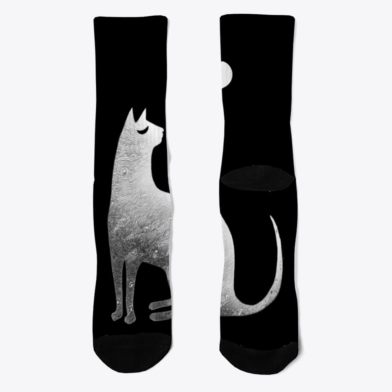 Halloween Ghost Cat and Moon 
