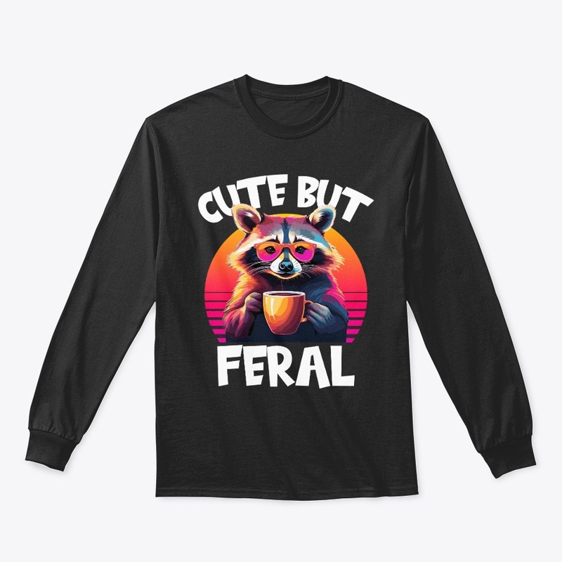 Cute But Feral Raccoon Coffee Lover