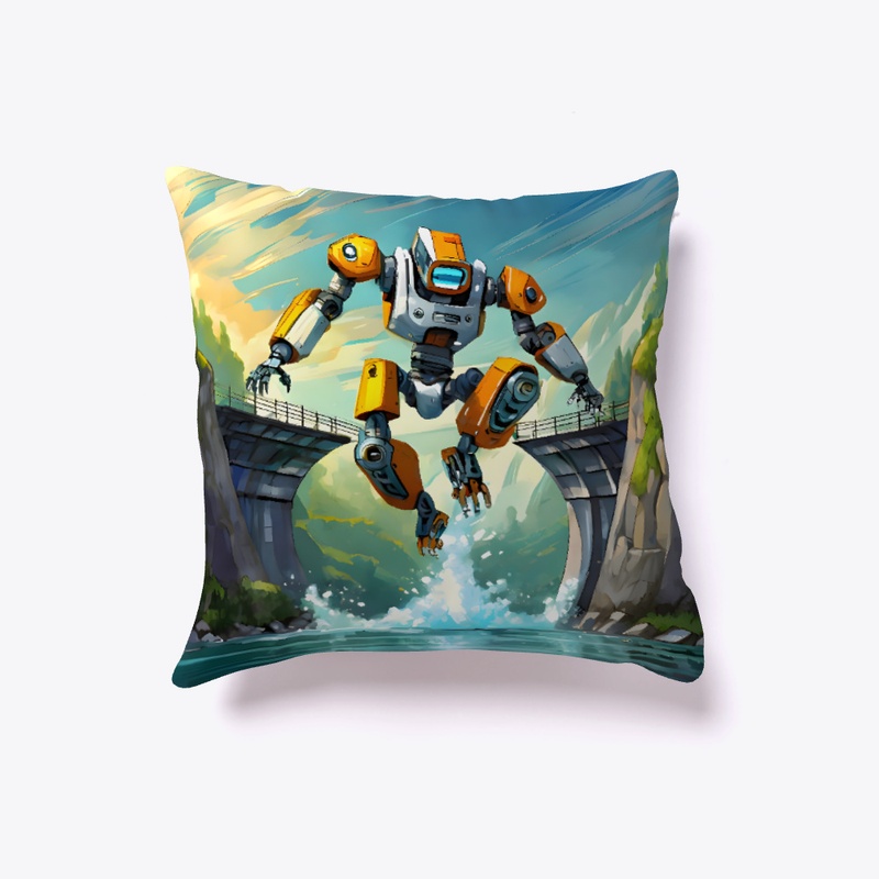 Robot leaping through a dam