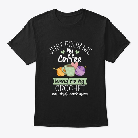 Knitting Coffee Lover Black T-Shirt Front