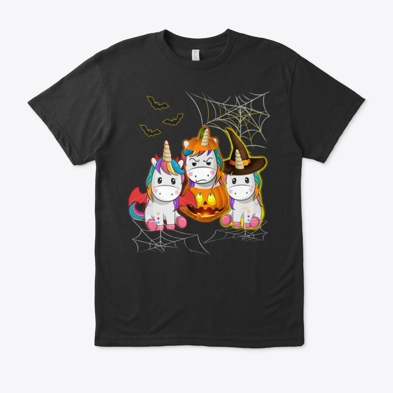 Halloween Unicorn Witches With Pumpkins 