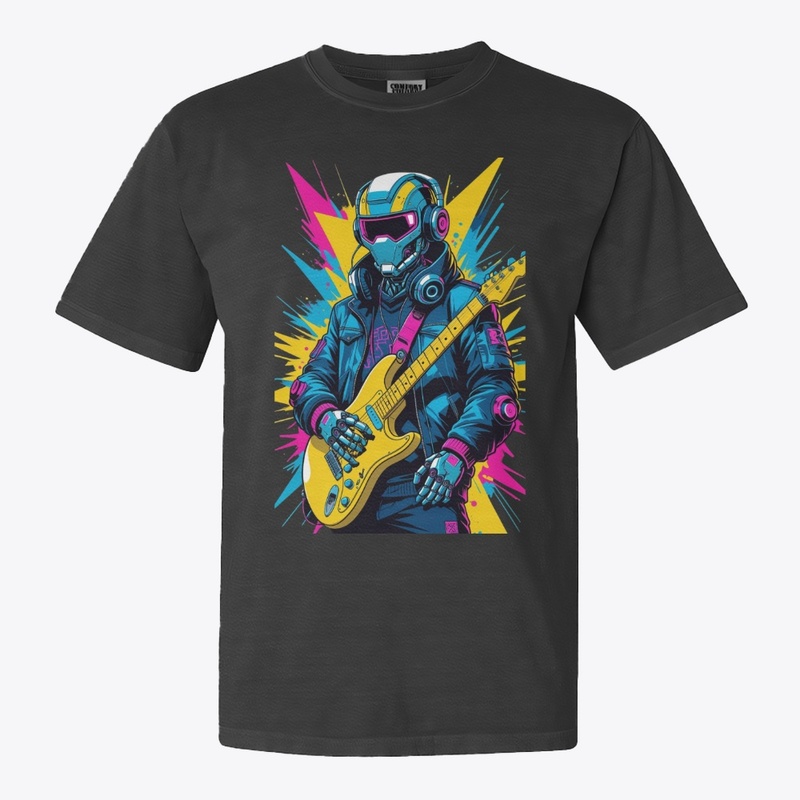 Neon Cyborg DJ Guitar Hero T-Shirt