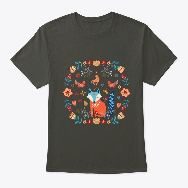 Folk fox and plants
