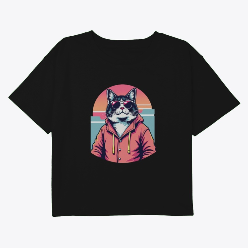 Cool Cat in Sunglasses and Hoodie-Retro