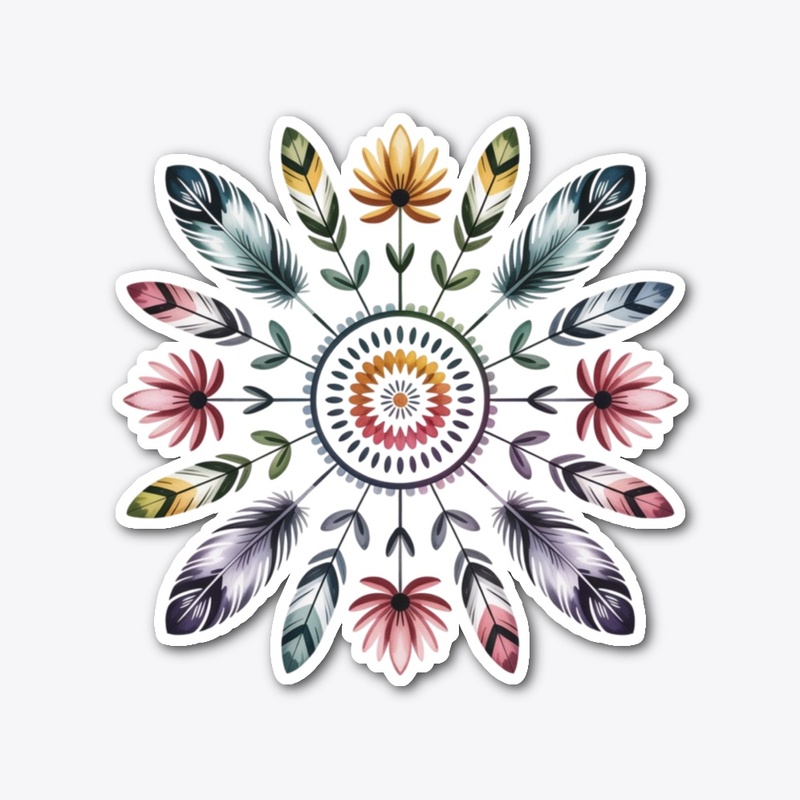 Feathers & Flowers Mandala Design