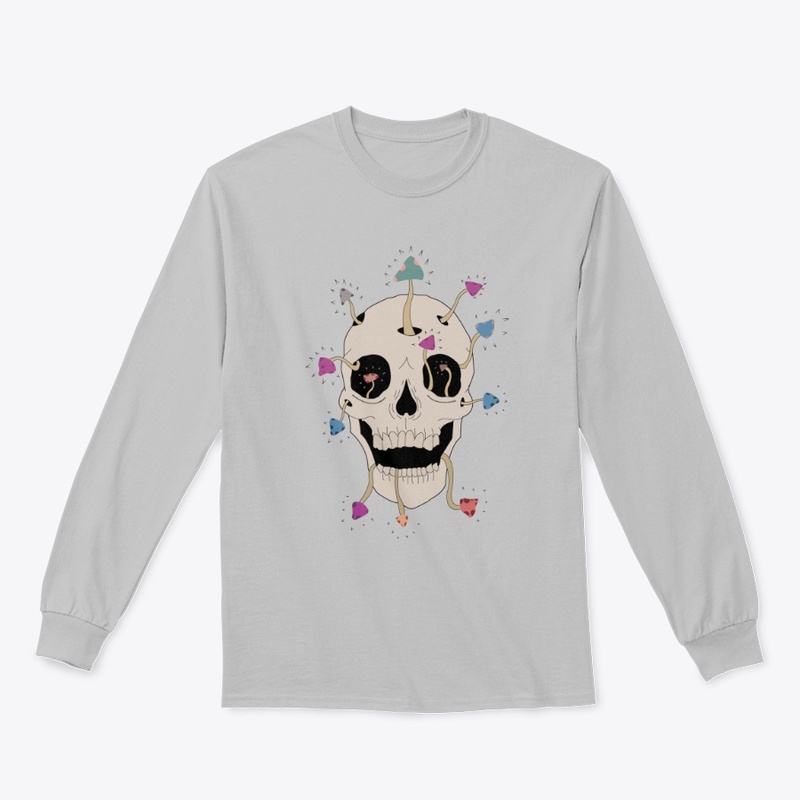 Skull with Mushrooms