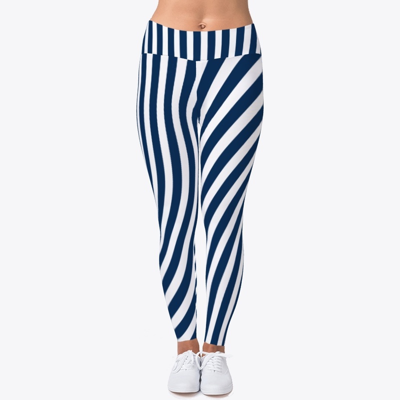 Women's Navy Blue white stripe Leggings