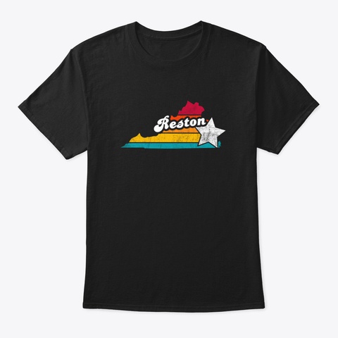 Reston Virginia Vintage Distressed Souve Black T-Shirt Front
