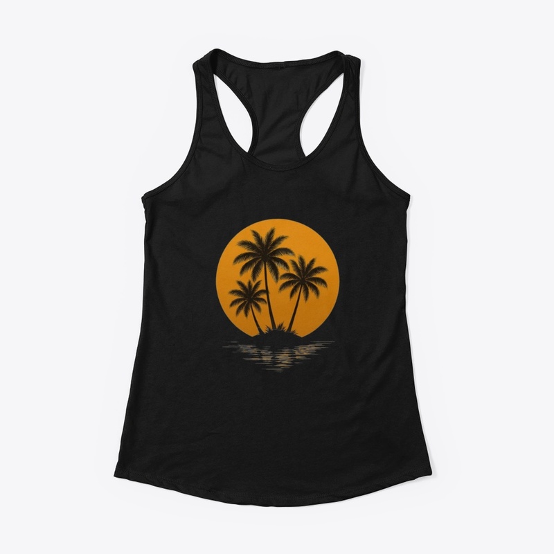 Palm trees island sunset 