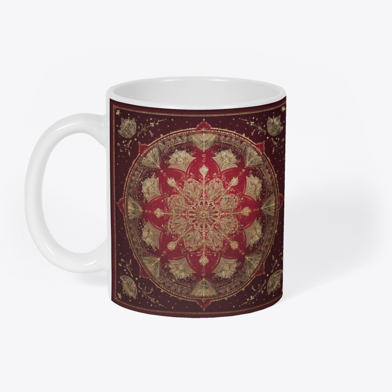 Red Gold Mandala Vintage Design