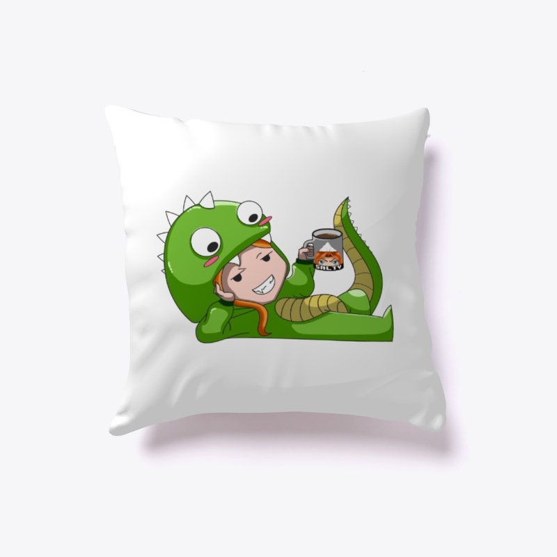 Wicked Dino holding a mug