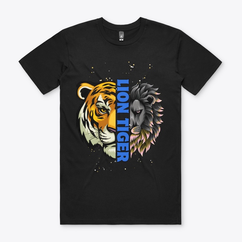 Lion Tiger Colorful Black T-shirt Design