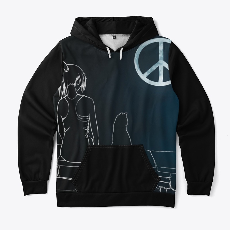 Cat Moon Girl Peace