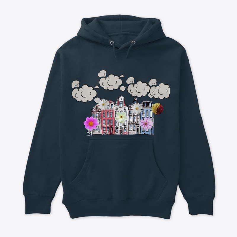 Snow Flowers, Cloud And Buildings