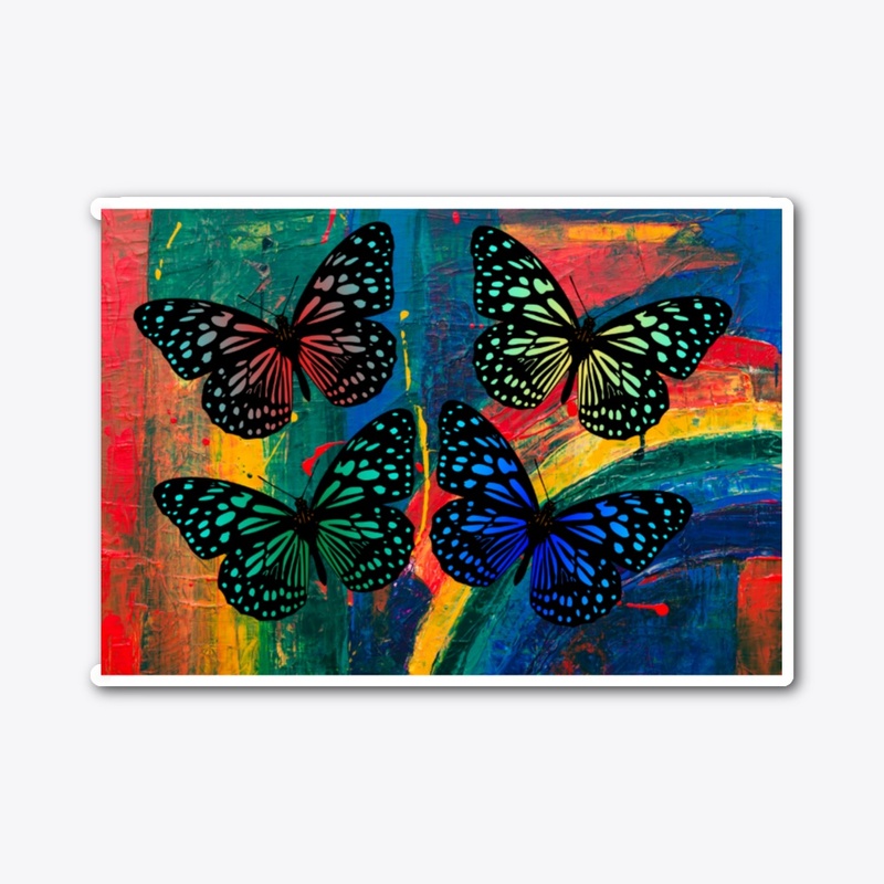 4 Butterflies-Abstract Color Background