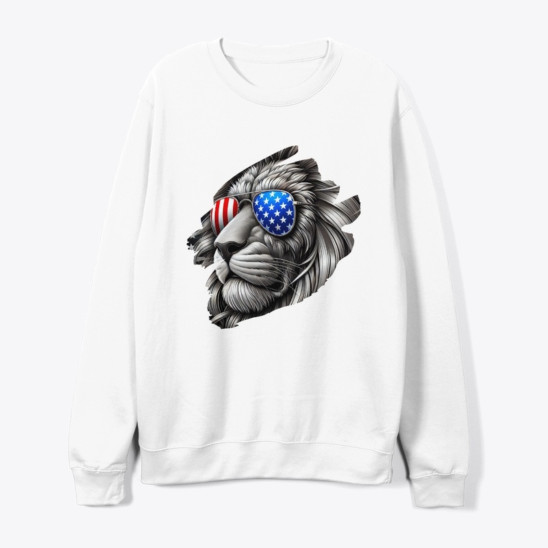 Lion Art with American Flag Sunglasses
