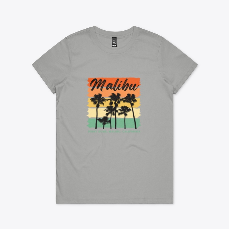 Malibu beach, with palm trees