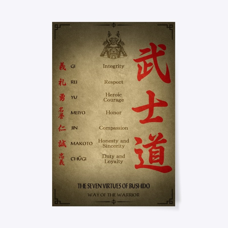 Samurai poster seven virtues of bushido