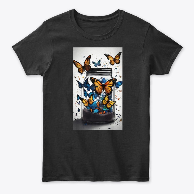 Golden Flutter: Luxe Butterfly T-Shirt 