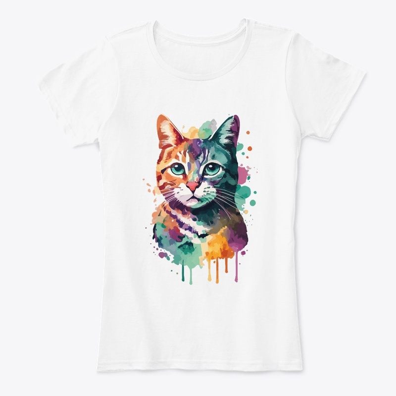 Cat Water Color T-Shirt