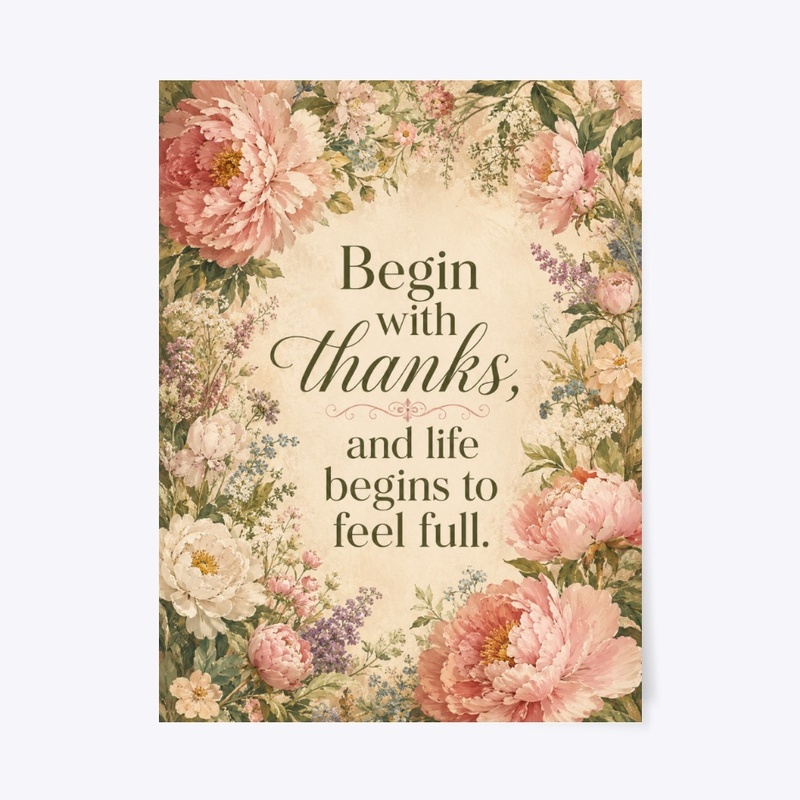 Begin With Thanks Boho Print