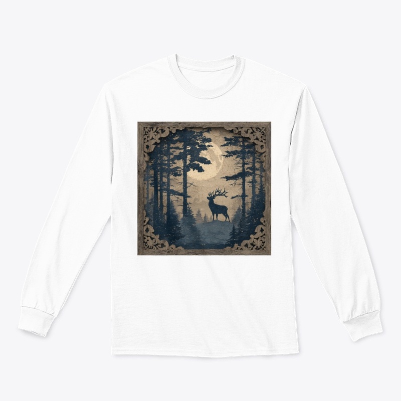 Ornate Deer Forest Frame Vintage Art