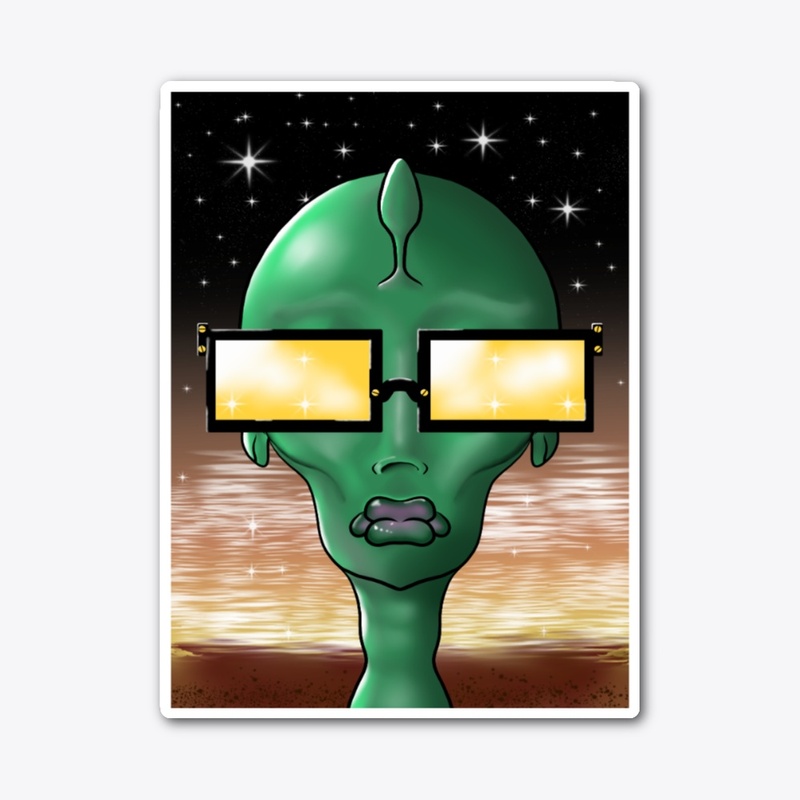 GREEN FEMALE ALIEN IN SUNGLASSES 