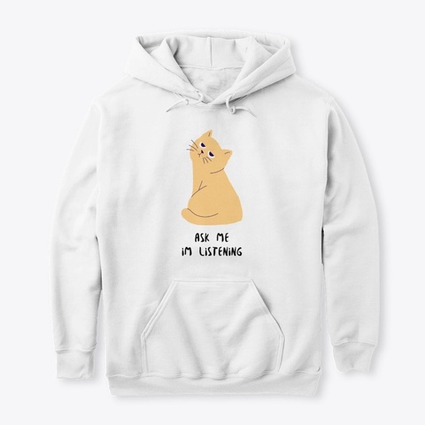 Attentive Cat White T-Shirt Front