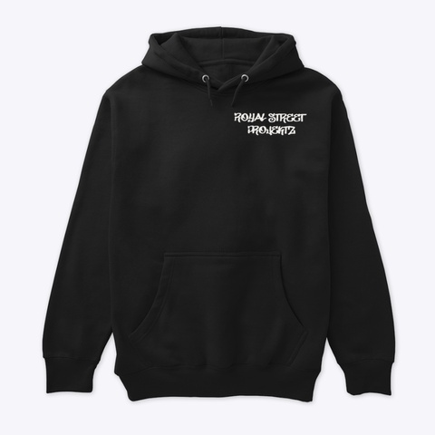 V2 Printed Hoodie(White Logo) Black T-Shirt Front