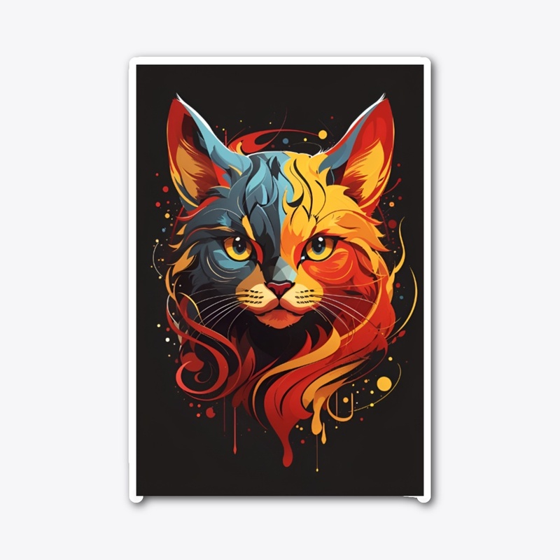 Red yellow colorful cat