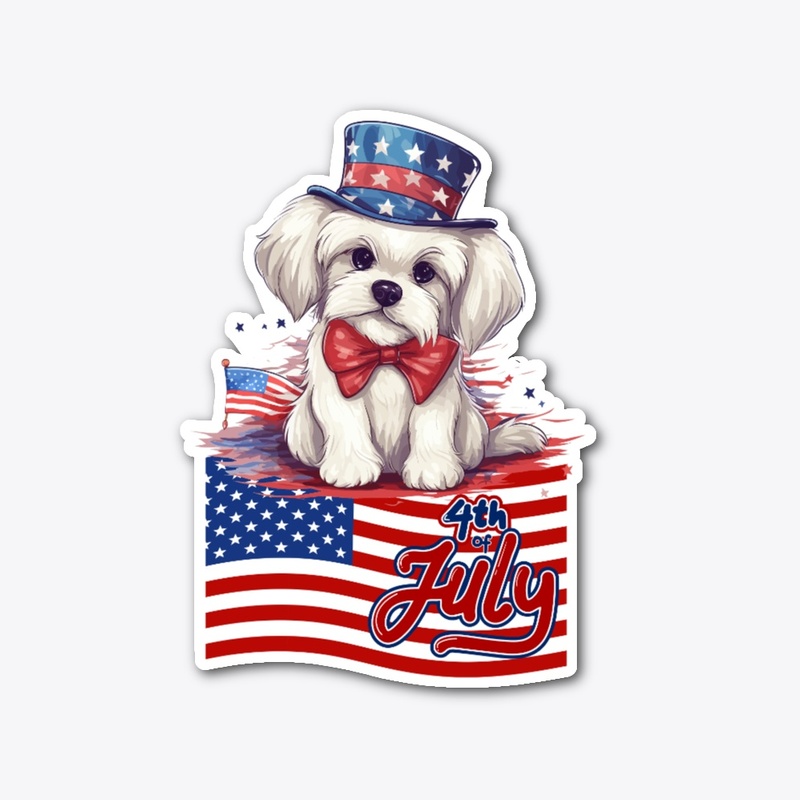 Cute Dog July 4th American Flag T shirt