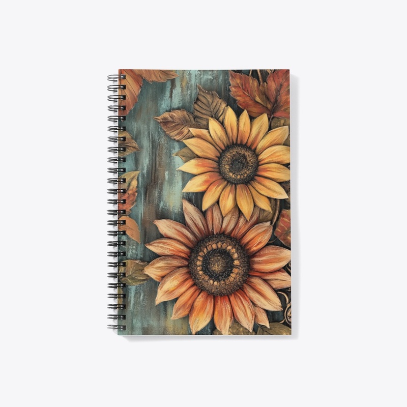 Sunflowers Fall Leaves Autumn