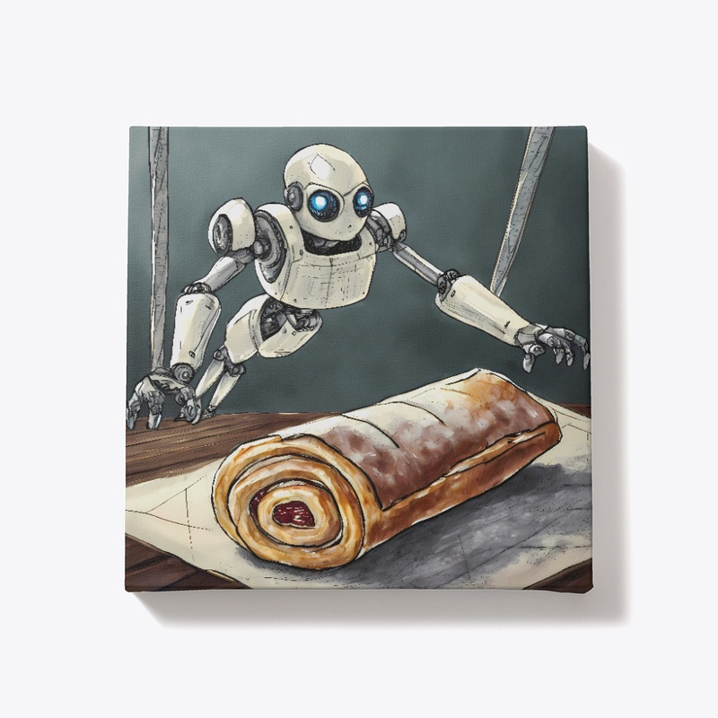 Robot hovering near a strudel